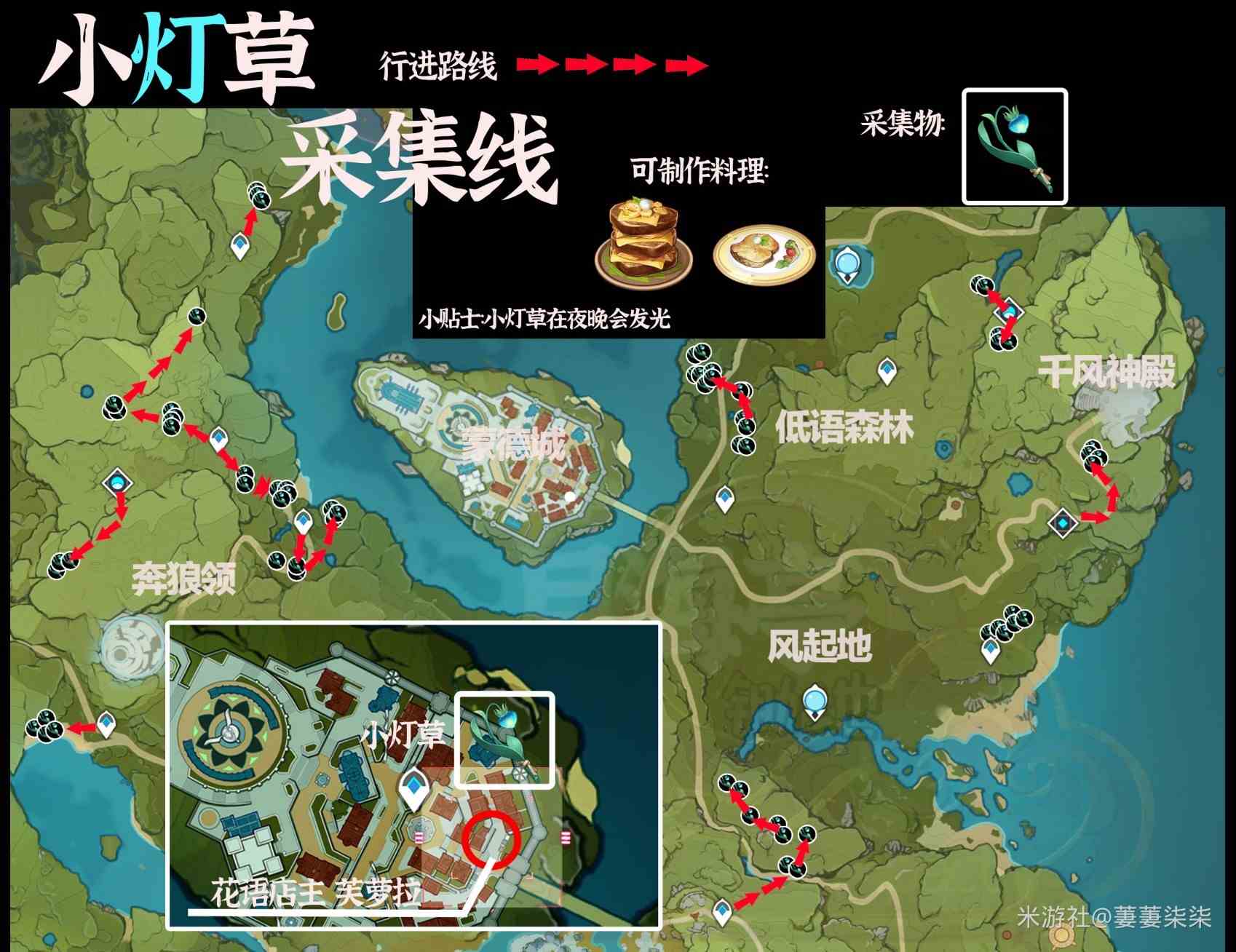 《原神》“小灯草”采集路线一览 原神小灯草采集位置