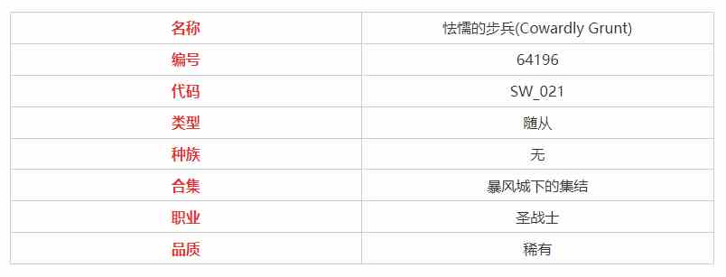 《炉石传说》怯懦的步兵属性介绍
