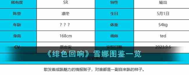 《绯色回响》雪娜图鉴一览