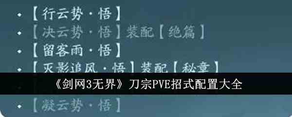 《剑网3无界》刀宗PVE招式配置大全