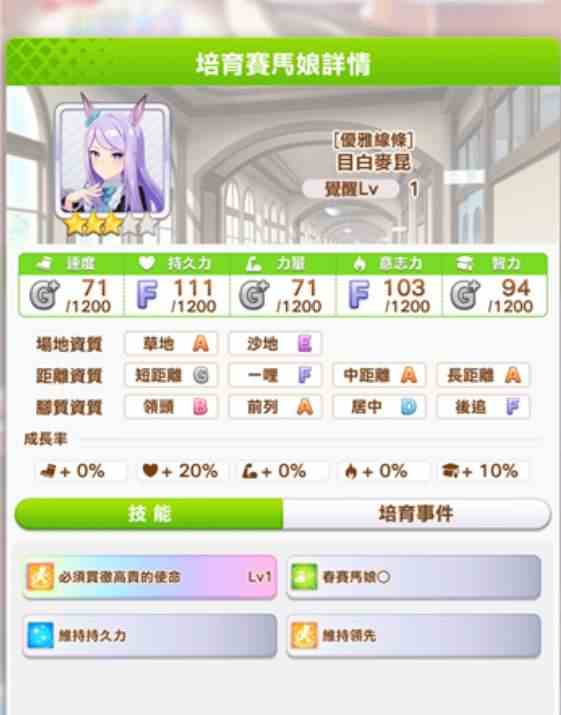 《闪耀优俊少女》目白麦昆培养价值一览