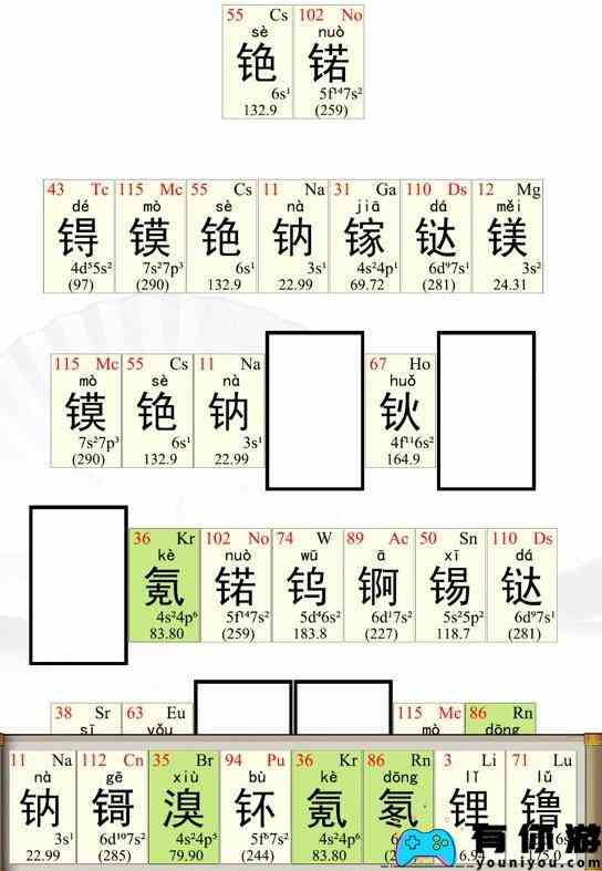 汉字找茬王化学元素唱恋爱循环通关方法