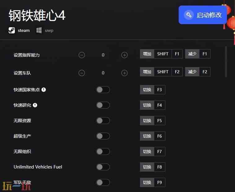 钢铁雄心4修改器 钢铁雄心4十二项全能修改器
