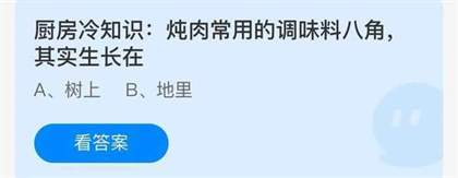 蚂蚁庄园：八角是树上还是地里生长的？