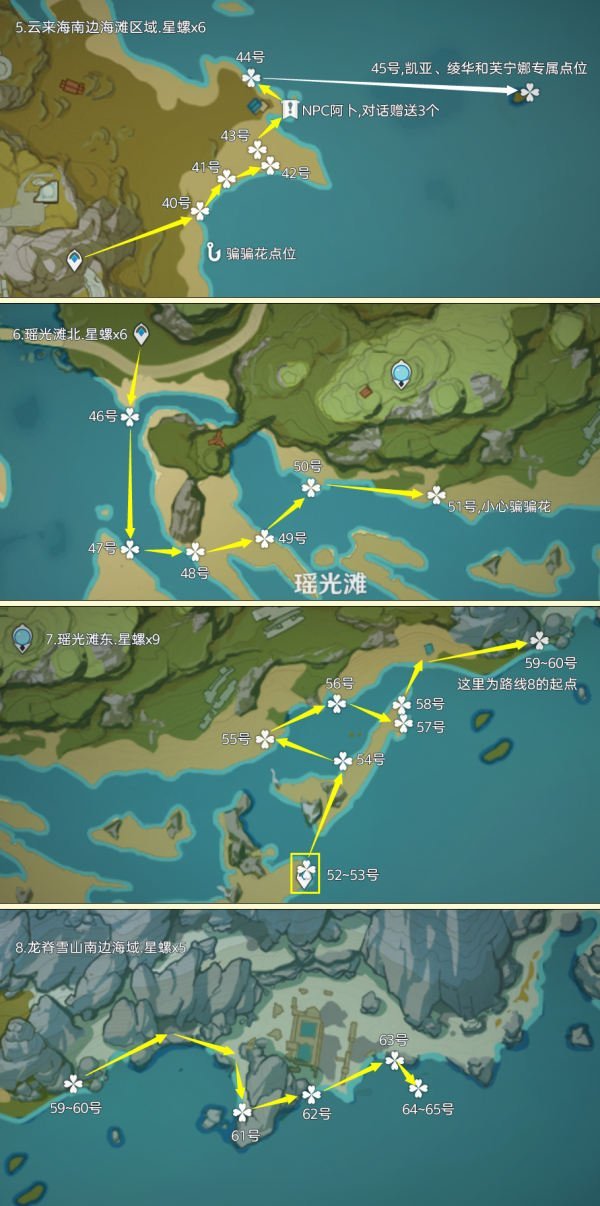 原神星螺采集路线汇总 原神星螺采集位置路线一览