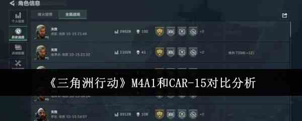 《三角洲行动》M4A1和CAR-15对比分析