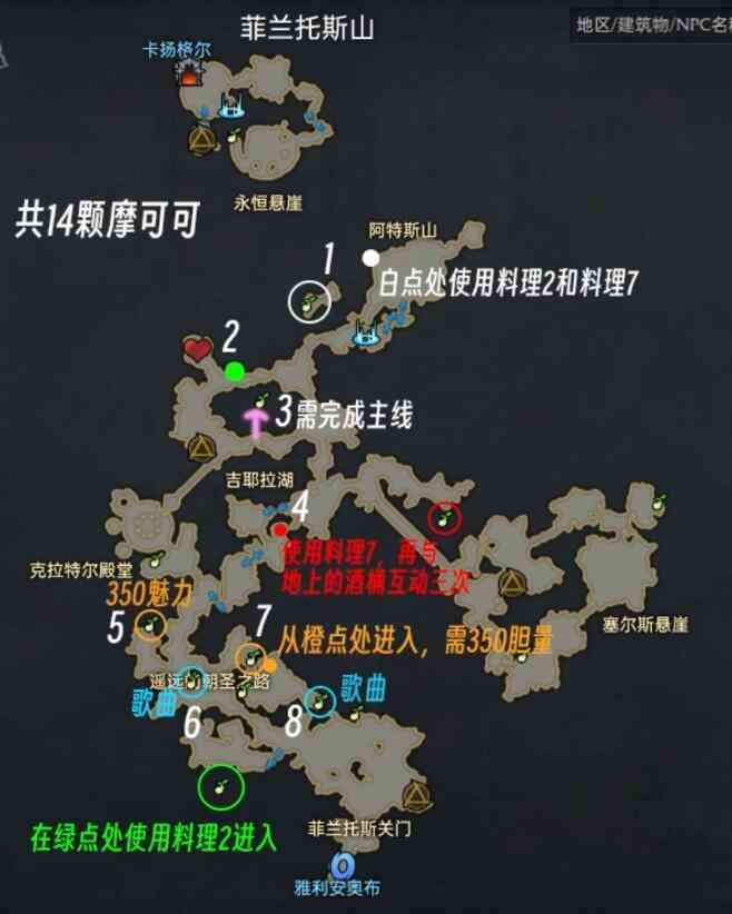 命运方舟菲兰托斯山摩可可位置攻略图1