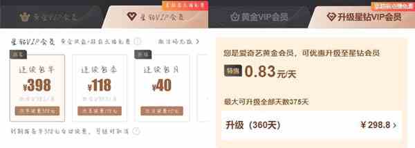 《爱奇艺》星钻会员升级和购买区别介绍