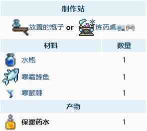 泰拉瑞亚保暖药水怎么合成 泰拉瑞亚保暖药水合成方式介绍