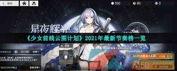 《少女前线云图计划》2021年最新节奏榜一览