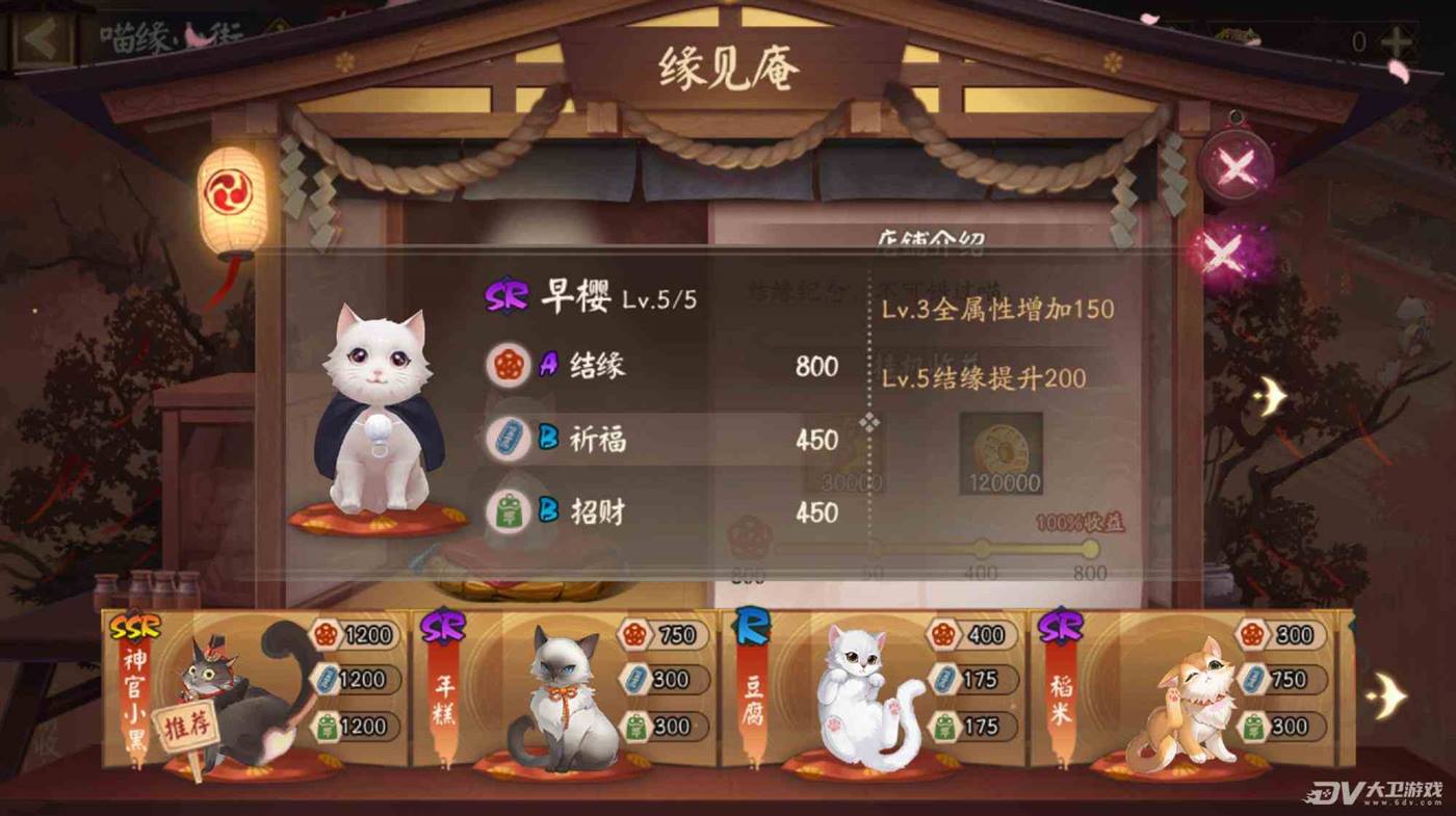 《阴阳师》喵缘小街猫咪怎么选