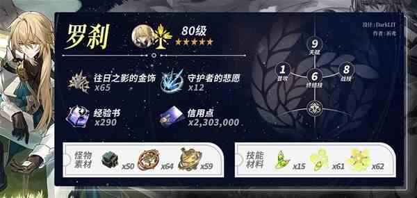 《崩坏星穹铁道》2.0罗刹养成材料统计