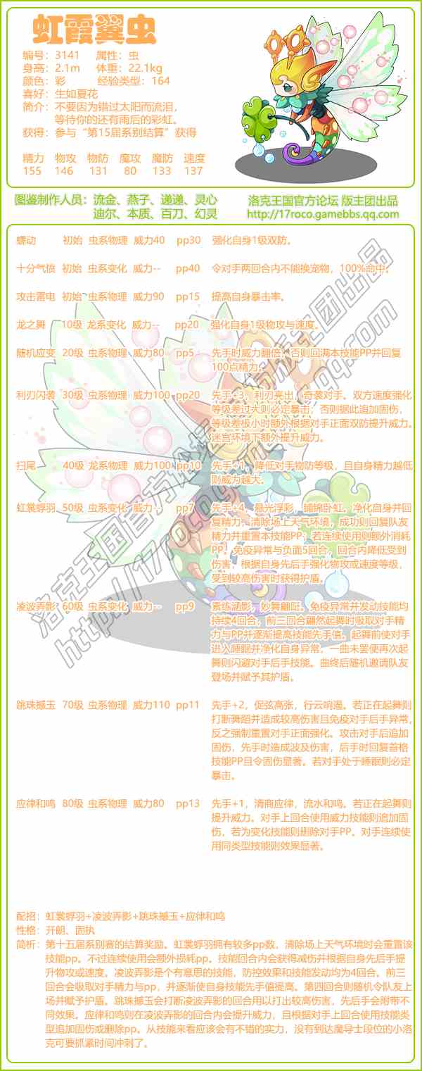 洛克王国虹霞翼虫技能表图鉴 虹霞翼虫怎么样/厉害吗图1