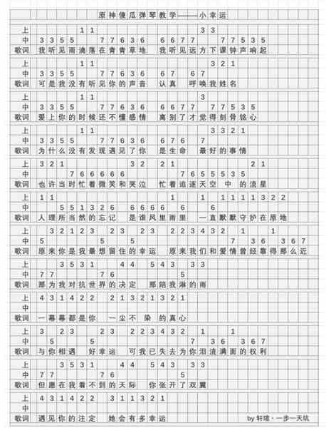 原神小幸运曲谱手机版 小幸运琴谱简谱图片图1