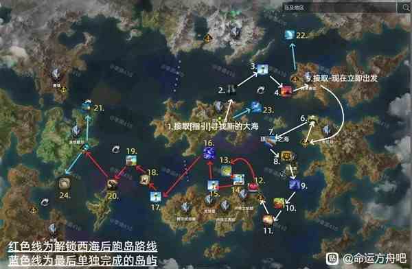 命运方舟国服公测跑岛路线分享图1