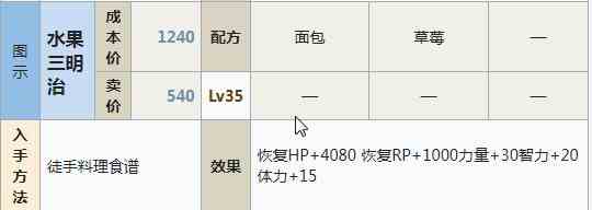 符文工房5水果三明治怎么做 符文工房5水果三明治制作方法分享图1